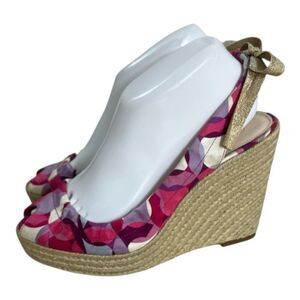 COACH MARITZA Pink Purple Wedge Sandals Size 9B Espadrille Sling-Back Summer